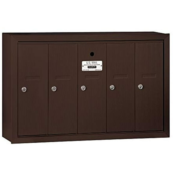 Salsbury Industries 3505ZSU Vertical Mailbox - 5 Doors - Bronze - Surface Mounted - USPS Access