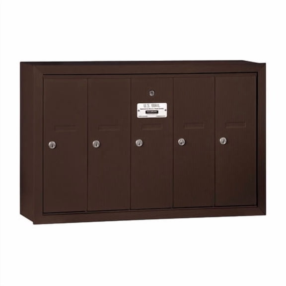 Salsbury Industries 3505ZSU Vertical Mailbox - 5 Doors - Bronze - Surface Mounted - USPS Access