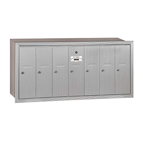 Vertical Mailbox (Includes Master Commercial Lock) - 7 Doors - Aluminum - Recessed Mounted - Private Access