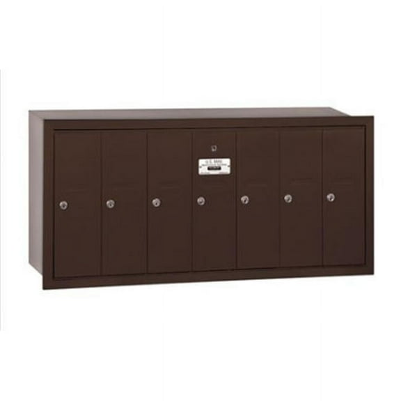 Vertical Mailbox - 7 Doors - Bronze - Recessed Mounted - USPS Access