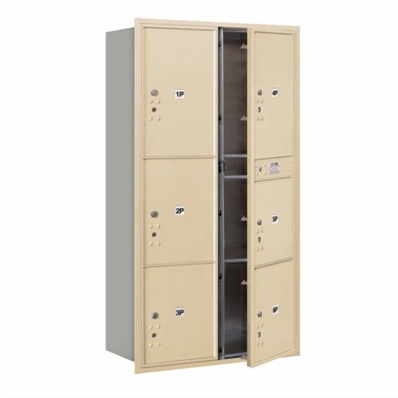 Salsbury Industries Recessed USPS Aluminum 7 Unit 4C Horizontal Parcel Locker