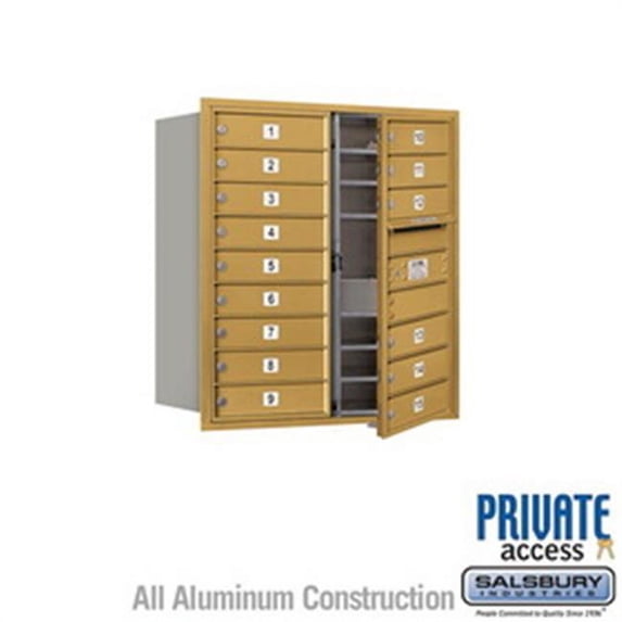 Salsbury Industries 3705D-07GRU 5 Door High Unit 20 in. Double Column 4C Horizontal Mailbox with Rear Loading Private Stand Alone Parcel Locker, Gold