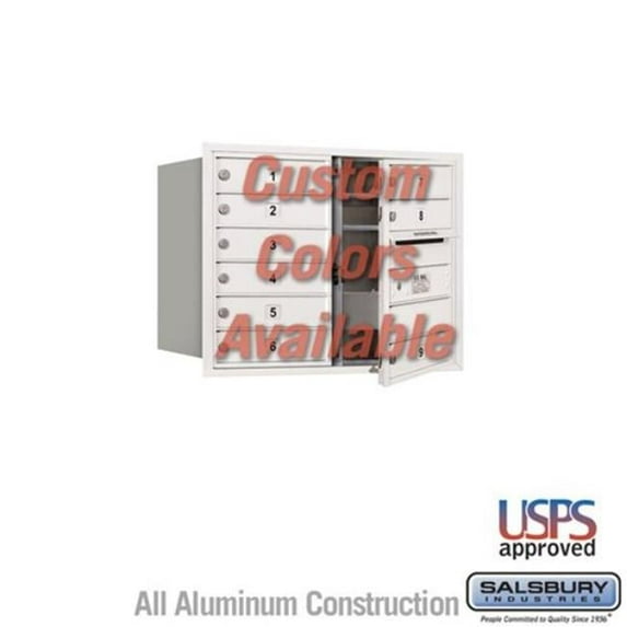 Salsbury Industries 3706D-09CFU 6 Door Height Unit 23.875 in. Custom Front Loading & USPS Access Recessed Mounted 4C Horizontal Mailbox