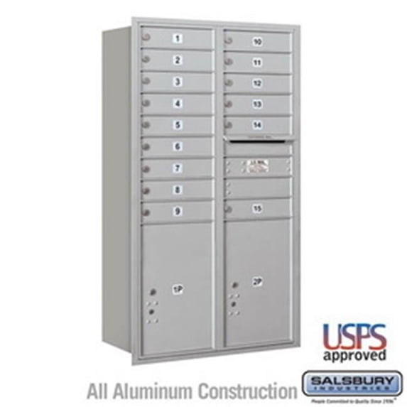 Salsbury Industries 3710S-05GRP 10 Door High Unit 37.5 in. 4C Horizontal Mailbox with Rear Loading Private Single Column 5 MB1 Doors-1 PL3, Gold