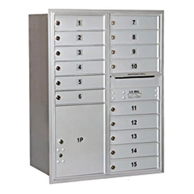 41 in. H x 31-1/8 in. W Aluminum Front Loading 4C Horizontal Mailbox with 15 MB1 Doors/1 PL5 41 in. H x 31-1/8 in. W Aluminum Front Loading 4C Horizontal Mailbox with 15 MB1 Doors/1 PL5