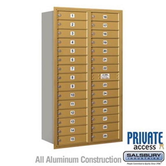 Salsbury Industries 3713D-15ZRP 13 Door High Unit 48 in. Rear Loading Private Double Column 15 MB1 Doors - 1 PL4 & 1 PL5 4C Horizontal Mailbox, Bronze