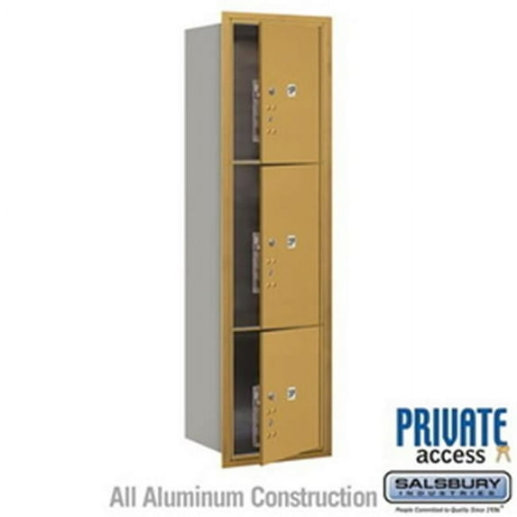 Salsbury Industries 3715D-15GRU 15 Door High Unit 55 in. Double Column 4C Horizontal Mailbox with Rear Loading USPS 15 MB1 Doors - 2 PL6, Gold