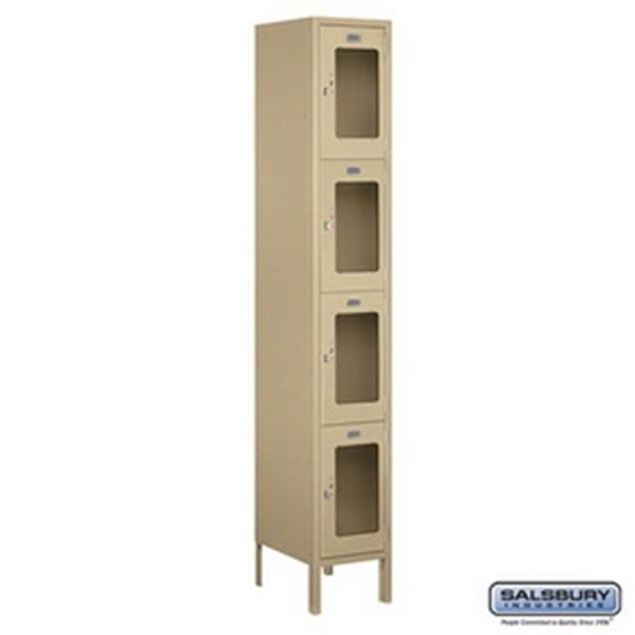 Salsbury Industries 3716S-3PSRP Private 4C Horizontal Mailbox Maximum High Unit 56.75 in. Rear Loading Single Column with Stand-Alone Parcel Locker, Sandstone