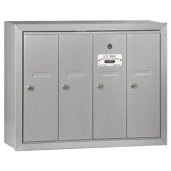 Vertical Mailbox (Includes Master Commercial Lock) - 4 Doors - Aluminum - Surface Mounted - Private Access