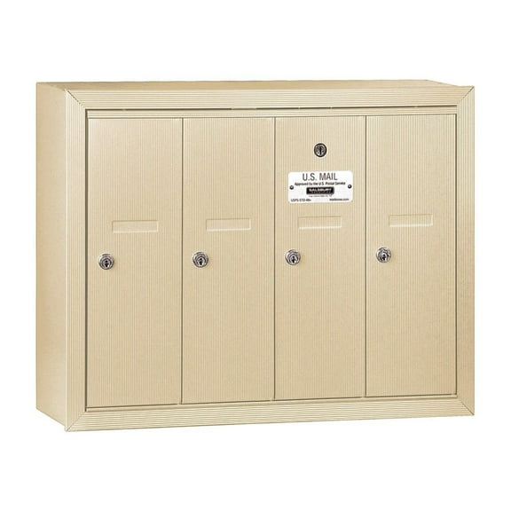 Vertical Mailbox (Includes Master Commercial Lock) - 4 Doors - Sandstone - Surface Mounted - Private Access
