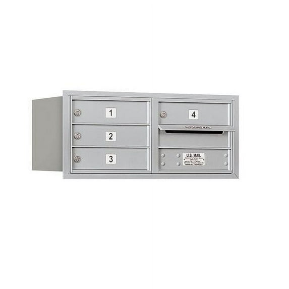 Salsbury Industries 3703D-04ARU Mailbox with 4 MB1 Doors in Aluminum - Rear Loading USPS Access