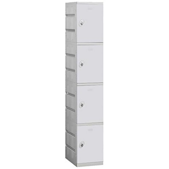 12" Wide Four Tier Plastic Locker - 1 Wide - 6 Feet High - 18 Inches Deep - Gray - Unassembled