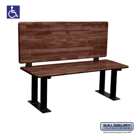 Salsbury Industries 48 in. Wide Wood ADA Locker Bench with Back Support, Dark Finish