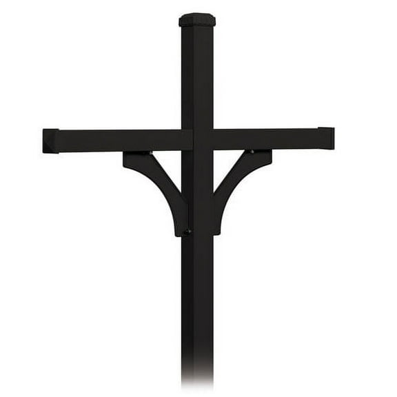 Deluxe Mailbox Post - 2 Sided for (4) Mailboxes - In-Ground Mounted - Black