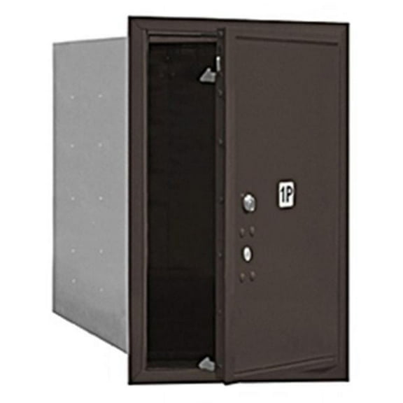 6 Door High Recessed Mounted 4C Horizontal Parcel Locker with 1 Parcel Locker in Bronze with USPS Access - Front Loading