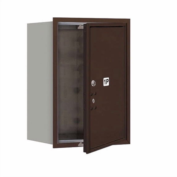 6 Door High Recessed Mounted 4C Horizontal Parcel Locker with 1 Parcel Locker in Bronze with USPS Access - Front Loading