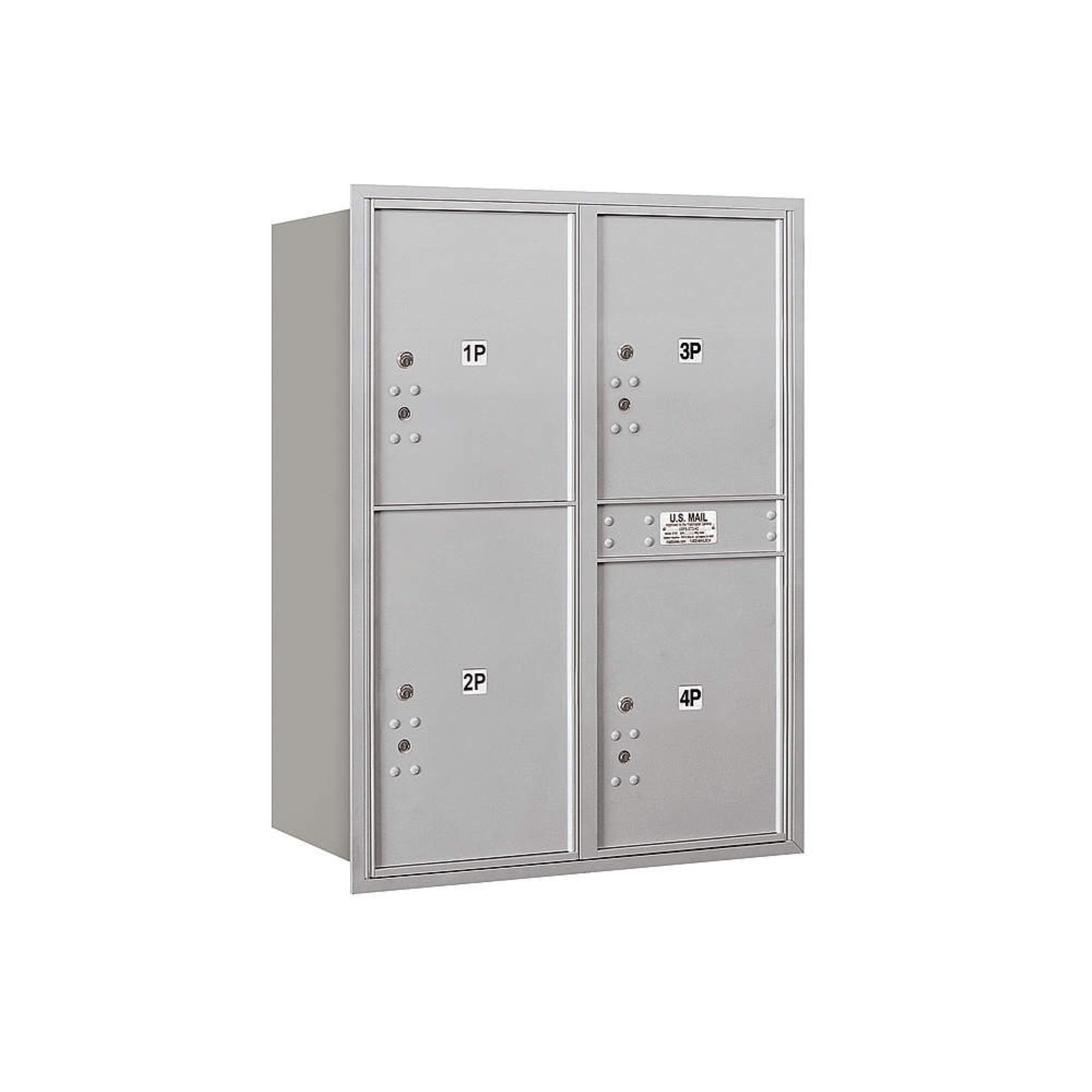 41 in. H x 31-1/8 in. W Aluminum Front Loading 4C Horizontal Mailbox with 15 MB1 Doors/1 PL5 41 in. H x 31-1/8 in. W Aluminum Front Loading 4C Horizontal Mailbox with 15 MB1 Doors/1 PL5