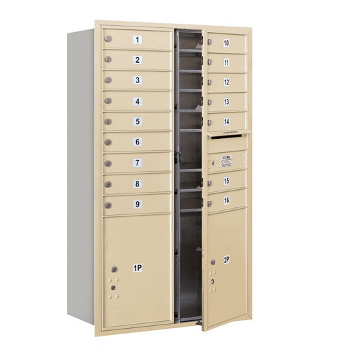 Salsbury Industries Recessed USPS 19 Door Front Load 4C Horizontal Mail Center with 1 Parcel Locker