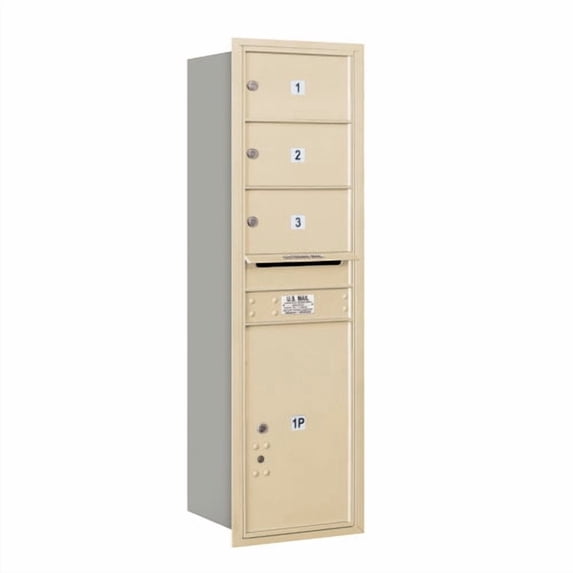 Salsbury Industries Recessed USPS 3 Door Front Load or Rear Load 4C Horizontal Mail Center with 1 Parcel Locker