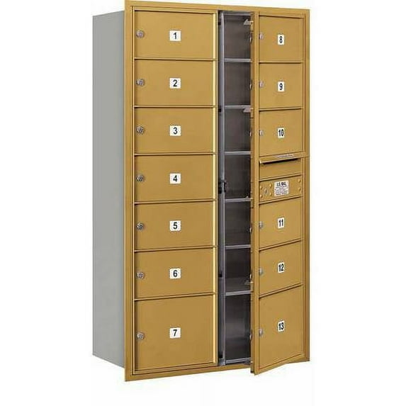 Salsbury Industries Recessed Private 13 Door Front Load or Rear Load 4C Horizontal Mail Center