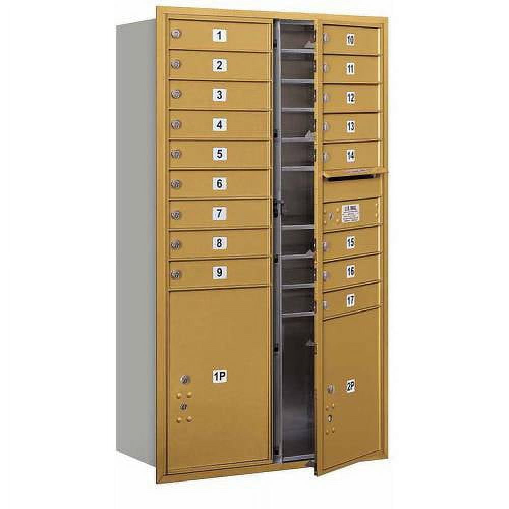 41 in. H x 16 3/4 in. W Aluminum Front Loading 4C Horizontal Mailbox with 4 MB1 Doors/1 PL5 41 in. H x 16 3/4 in. W Aluminum Front Loading 4C Horizontal Mailbox with 4 MB1 Doors/1 PL5