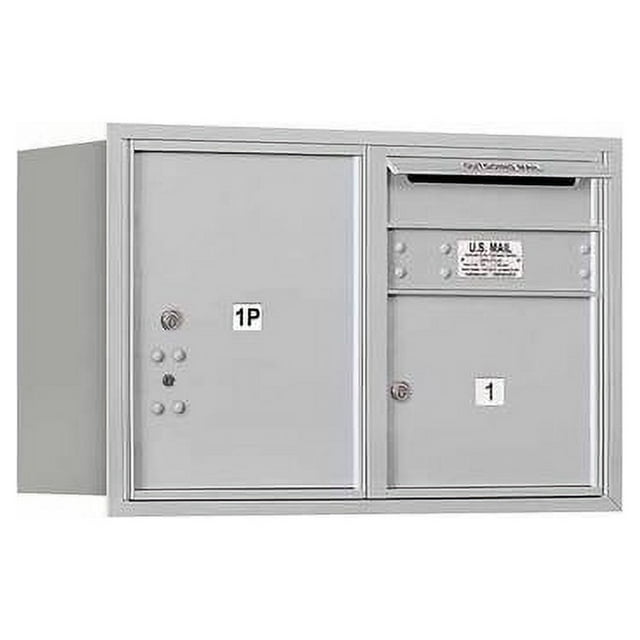 Salsbury Industries 4C Horizontal Mailbox 5-Door High Unit (20"), Double Column, 1 MB3 Door, 1 PL5, Aluminum, Rear Load, Private Access