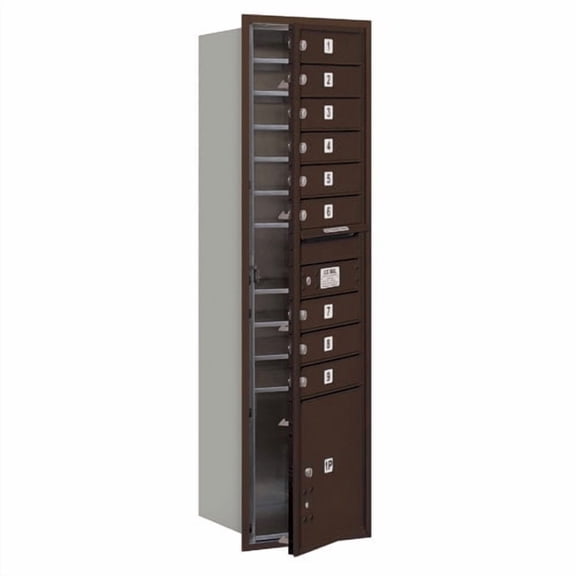Salsbury Industries 9 Door Front Load 4C Horizontal Mail Center with 1 Parcel Locker