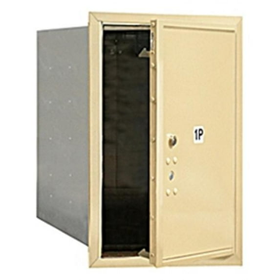 6 Door High Recessed Mounted 4C Horizontal Parcel Locker with 1 Parcel Locker in Sandstone with USPS Access - Front Loading