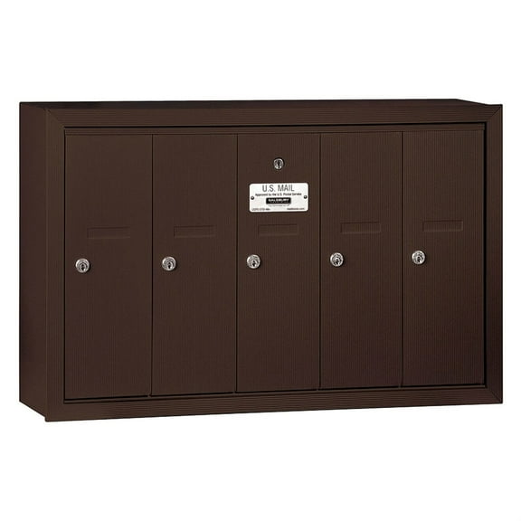 Vertical Mailbox (Includes Master Commercial Lock) - 5 Doors - Bronze - Surface Mounted - Private Access