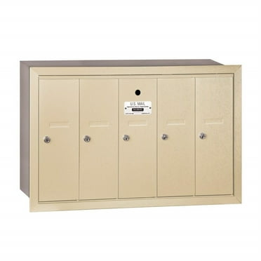 Vertical Mailbox - 5 Doors - Sandstone - Recessed Mounted - USPS Access