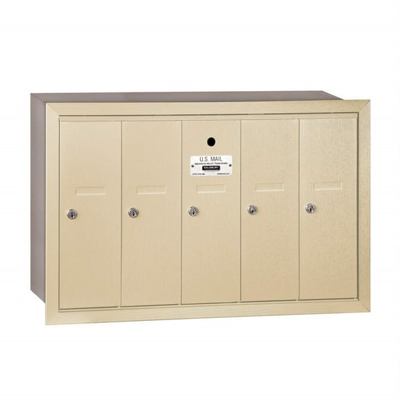 Vertical Mailbox - 5 Doors - Sandstone - Recessed Mounted - USPS Access