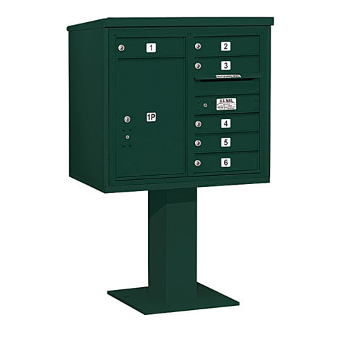 Salsbury Industries 6 Door Front Load 4C Horizontal Cluster Box Unit with 1 Parcel Locker