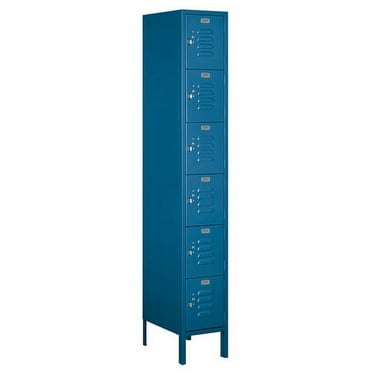 12" Wide Six Tier Box Style Standard Metal Locker - 1 Wide - 6 Feet High - 15 Inches Deep - Blue - Unassembled