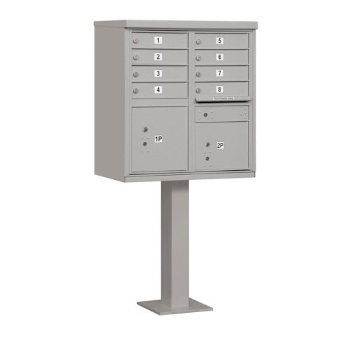Cluster Box Unit with 8 Doors and 2 Parcel Lockers in Gray with USPS Access Type I