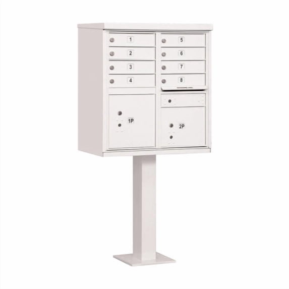 Cluster Box Unit with 8 Doors and 2 Parcel Lockers in White with USPS Access Type I