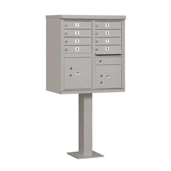 Cluster Box Unit with 8 Doors and 2 Parcel Lockers in Gray with USPS Access Type I