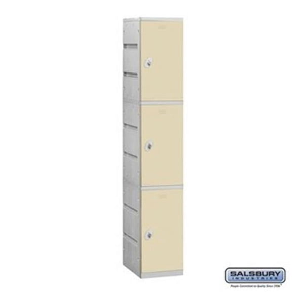 12" Wide Triple Tier Plastic Locker - 1 Wide - 6 Feet High - 18 Inches Deep - Tan - Unassembled