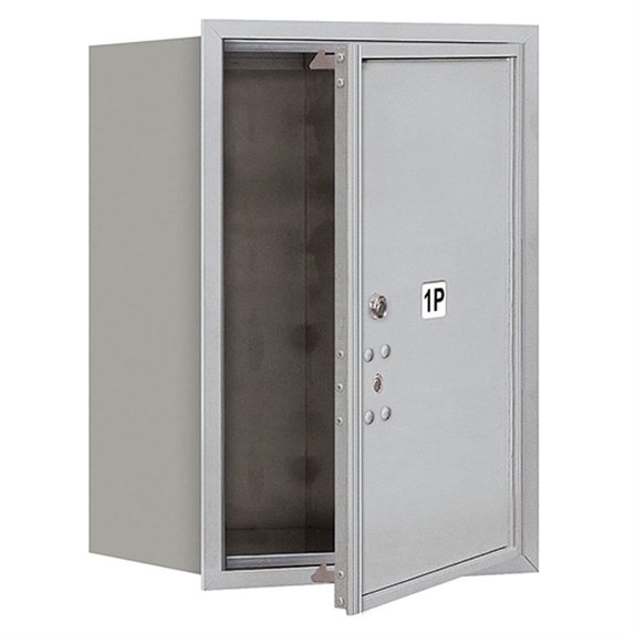 6 Door High Recessed Mounted 4C Horizontal Parcel Locker with 1 Parcel Locker in Aluminum with USPS Access - Front Loading