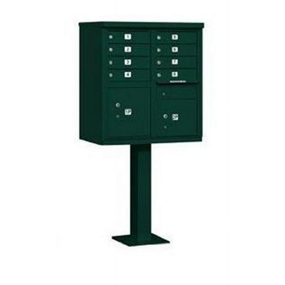 Cluster Box Unit with 8 Doors and 2 Parcel Lockers in Green with USPS Access Type I