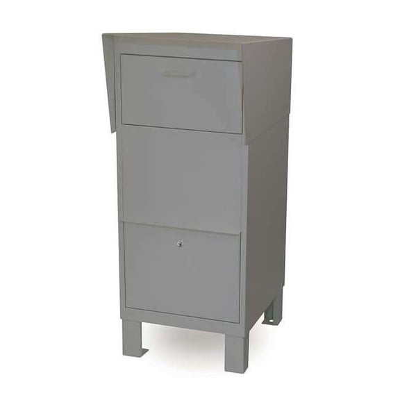 Courier Box, Gray, Powder Coated, 1 Doors, Free Standing, -