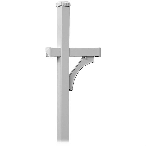 Deluxe Post - 1 Sided - In-Ground Mounted - for Roadside Mailbox - Silver