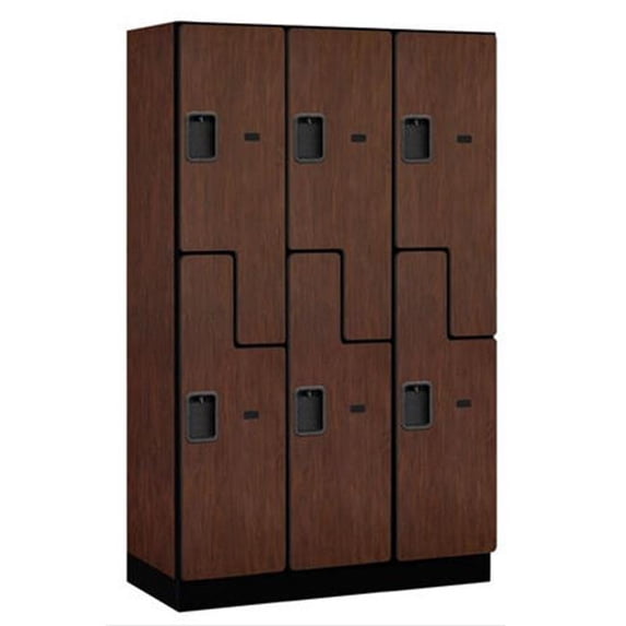 15" Wide Double Tier 'S' Style Designer Wood Locker - 3 Wide - 6 Feet High - 18 Inches Deep - Mahogany