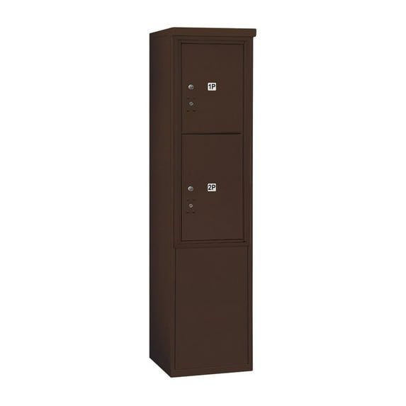 11 Door High Free-Standing 4C Horizontal Parcel Locker with 2 Parcel Lockers in Bronze with USPS Access