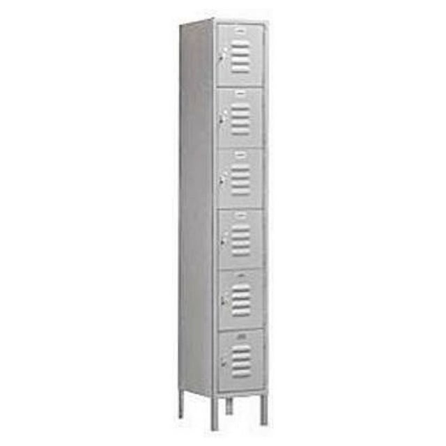 12" Wide Six Tier Box Style Standard Metal Locker - 1 Wide - 6 Feet High - 12 Inches Deep - Gray - Assembled