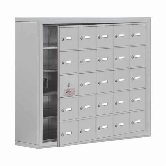 Cell Phone Locker, 37 in W, 9 1/4 in D, 31 in H, (5) Tier, (5) Wide, Silver
