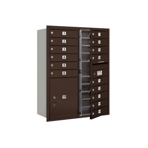 Salsbury Industries 15 Door Front Load 4C Horizontal Mail Center with 1 Parcel Locker