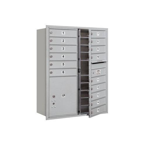 Salsbury Industries 15 Door Front Load 4C Horizontal Mail Center with 1 Parcel Locker