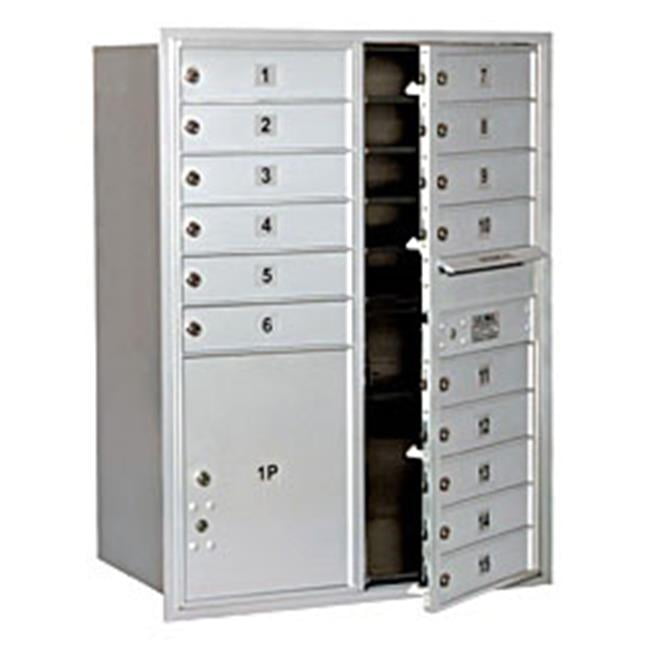 41 in. H x 31-1/8 in. W Aluminum Front Loading 4C Horizontal Mailbox with 15 MB1 Doors/1 PL5 41 in. H x 31-1/8 in. W Aluminum Front Loading 4C Horizontal Mailbox with 15 MB1 Doors/1 PL5