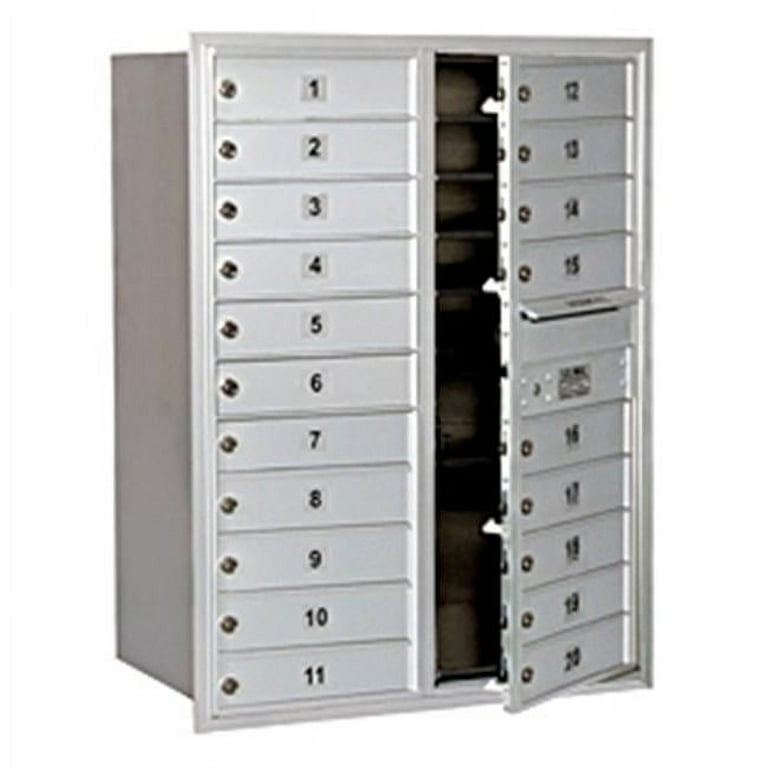 41 in. H x 31-1/8 in. W Aluminum Front Loading 4C Horizontal Mailbox with 20 MB1 Doors 41 in. H x 31-1/8 in. W Aluminum Front Loading 4C Horizontal Mailbox with 20 MB1 Doors