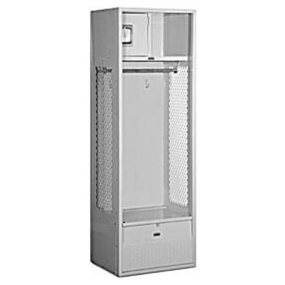24" Wide Open Access Metal Locker - 6 Feet High - 18 Inches Deep - Gray - Unassembled